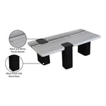 Ravenna Genuine Marble Top And Oak Wood Base Coffee Table in Panda