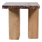 Ravenna Genuine Marble Top And Oak Wood Base End / Side Table in Burgundy