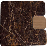 Ravenna Genuine Marble Top And Oak Wood Base End / Side Table in Burgundy