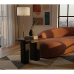 Ravenna Genuine Marble Top And Oak Wood Base End / Side Table in Burgundy