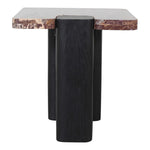 Ravenna Genuine Marble Top And Oak Wood Base End / Side Table in Burgundy