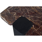 Ravenna Genuine Marble Top And Oak Wood Base End / Side Table in Burgundy