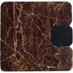 Ravenna Genuine Marble Top And Oak Wood Base End / Side Table in Burgundy