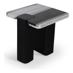 Ravenna Genuine Marble Top And Oak Wood Base End / Side Table in Panda