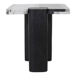 Ravenna Genuine Marble Top And Oak Wood Base End / Side Table in Panda
