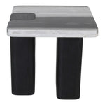 Ravenna Genuine Marble Top And Oak Wood Base End / Side Table in Panda