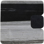 Ravenna Genuine Marble Top And Oak Wood Base End / Side Table in Panda
