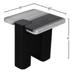 Ravenna Genuine Marble Top And Oak Wood Base End / Side Table in Panda