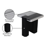 Ravenna Genuine Marble Top And Oak Wood Base End / Side Table in Panda