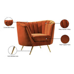 Margo Velvet Upholstered Chair in Cognac