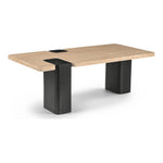 Ravenna Genuine Travertine Top And Oak Wood Base Coffee Table in Natural