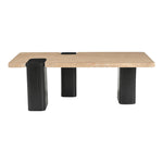Ravenna Genuine Travertine Top And Oak Wood Base Coffee Table in Natural