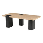 Ravenna Genuine Travertine Top And Oak Wood Base Coffee Table in Natural