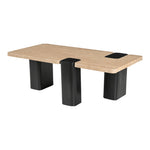 Ravenna Genuine Travertine Top And Oak Wood Base Coffee Table in Natural