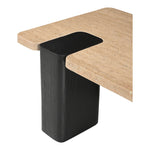 Ravenna Genuine Travertine Top And Oak Wood Base Coffee Table in Natural