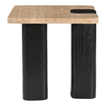 Ravenna Genuine Travertine Top And Oak Wood Base End / Side Table in Natural