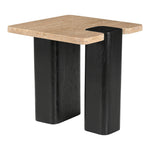 Ravenna Genuine Travertine Top And Oak Wood Base End / Side Table in Natural