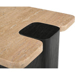 Ravenna Genuine Travertine Top And Oak Wood Base End / Side Table in Natural