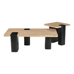 Ravenna Genuine Travertine Top And Oak Wood Base End / Side Table in Natural