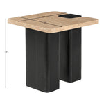 Ravenna Genuine Travertine Top And Oak Wood Base End / Side Table in Natural