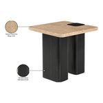 Ravenna Genuine Travertine Top And Oak Wood Base End / Side Table in Natural