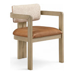 Ravina Vegan Leather and Linen Textured Fabric Upholstered Dining Chair in Cognac