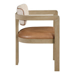 Ravina Vegan Leather and Linen Textured Fabric Upholstered Dining Chair in Cognac