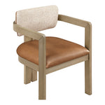 Ravina Vegan Leather and Linen Textured Fabric Upholstered Dining Chair in Cognac