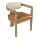 Ravina Vegan Leather and Linen Textured Fabric Upholstered Dining Chair in Cognac