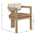 Ravina Vegan Leather and Linen Textured Fabric Upholstered Dining Chair in Cognac