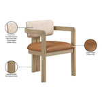 Ravina Vegan Leather and Linen Textured Fabric Upholstered Dining Chair in Cognac