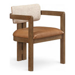 Ravina Vegan Leather and Linen Textured Fabric Upholstered Dining Chair in Cognac