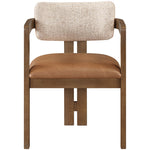 Ravina Vegan Leather and Linen Textured Fabric Upholstered Dining Chair in Cognac