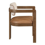 Ravina Vegan Leather and Linen Textured Fabric Upholstered Dining Chair in Cognac