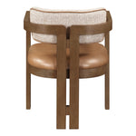 Ravina Vegan Leather and Linen Textured Fabric Upholstered Dining Chair in Cognac