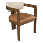 Ravina Vegan Leather and Linen Textured Fabric Upholstered Dining Chair in Cognac