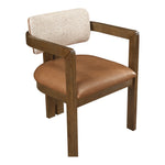 Ravina Vegan Leather and Linen Textured Fabric Upholstered Dining Chair in Cognac
