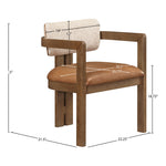 Ravina Vegan Leather and Linen Textured Fabric Upholstered Dining Chair in Cognac
