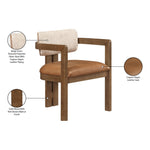 Ravina Vegan Leather and Linen Textured Fabric Upholstered Dining Chair in Cognac