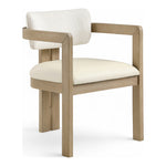 Ravina Vegan Leather and Linen Textured Fabric Upholstered Dining Chair in Cream