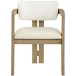 Ravina Vegan Leather and Linen Textured Fabric Upholstered Dining Chair in Cream