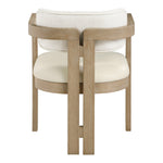 Ravina Vegan Leather and Linen Textured Fabric Upholstered Dining Chair in Cream
