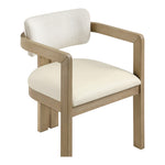 Ravina Vegan Leather and Linen Textured Fabric Upholstered Dining Chair in Cream