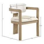 Ravina Vegan Leather and Linen Textured Fabric Upholstered Dining Chair in Cream