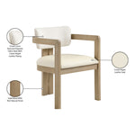 Ravina Vegan Leather and Linen Textured Fabric Upholstered Dining Chair in Cream