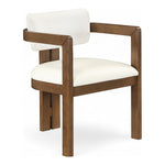 Ravina Vegan Leather and Linen Textured Fabric Upholstered Dining Chair in Cream