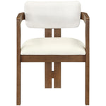 Ravina Vegan Leather and Linen Textured Fabric Upholstered Dining Chair in Cream