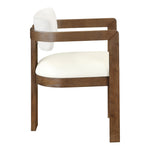 Ravina Vegan Leather and Linen Textured Fabric Upholstered Dining Chair in Cream