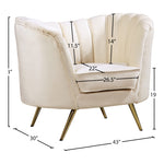 Margo Velvet Upholstered Chair in Cream
