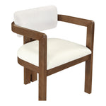Ravina Vegan Leather and Linen Textured Fabric Upholstered Dining Chair in Cream